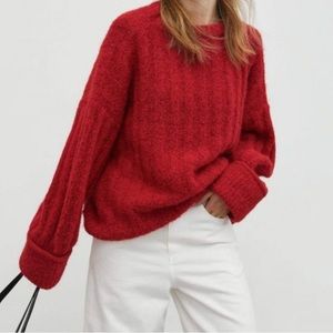 Marietta Red Ribbed Sweater - One Size / Crimson